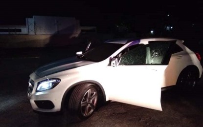 <p>The vehicle of Bacolod businessman Alex Yao parked inside the compound of Our Lady of Perpetual Help Shrine after he was gunned down by a motorcycle-riding assailant on Tuesday night (Feb. 19, 2019). <em>(Photo courtesy of DYHB Tatak RMN Page)</em></p>