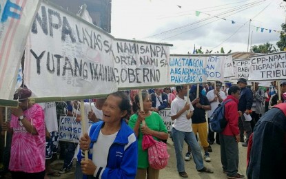 <p>The Ovu-Manobo tribe  of Barangay Tambobong, Baguio District, holds rally against the Communist Party of the Philippines (CPP-NPA) on Monday. <em><strong>(Photo courtesy of the 3rd IB)</strong></em></p>