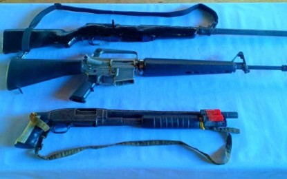 <p>Some of the guns surrendered to the Army in Sultan Sumagka, Maguindanao on Saturday (March 2). <em>(Photo courtesy of 90th IB)</em></p>