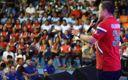 <p><strong>DEATH PENALTY.</strong> Former Special Assistant to the President (SAP) now senatorial aspirant Christopher Lawrence "Bong" Go greets supporters in Cauayan, Isabela during the PDP-Laban campaign sortie on March 13, 2019. <em>(Contributed photo)</em></p>
