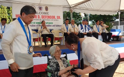 <p>102-year-old Maria Sirilan is the only female awardee who receives a United States Congressional Gold Medal Award on Monday. She rendered her military service as a member of the Army Nurse Corps of the Philippine Army. <em>(Photo by Gail Momblan)</em></p>