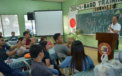 <p><strong>JAPAN-BOUND STUDENTS.</strong> Negros Occidental Governor Alfredo Marañon Jr. (right) talks to the scholars during the fellowship and farewell dinner before they left for Japan on Sunday night, March 17, 2019. <em>(Photo courtesy of Negros Occidental Capitol PIO)</em></p>
<p> </p>