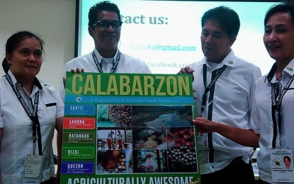 <p><strong>AGRICULTURALLY AWESOME TRAVEL GUIDE. </strong>The second volume of the travel guide, to promote the region’s scenic spots, indigenous delicacies, and the region's various farm tourism and learning sites, was officially launched at the ATI Calabarzon Training Center at Lapidario Village, Trece Martires City on Monday (March 18). The launch was led by ATI 4-A center director Marites P. Cosico (right). <em>(PNA photo by Gladys Pino)</em></p>