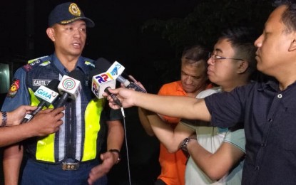 <p><strong>ANTI-DRUG OPERATION.</strong> Lt. Col. Orlando Castil Jr., chief of police of City of San Jose del Monte, answers questions from members of the media regarding a shootout that ensued between the city's anti-drugs operatives  and suspects on Tuesday, March 19, 2019.  <em>(Photo courtesy of the City of San Jose Del Monte Public Information Office)</em></p>