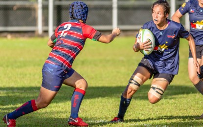 <p>Helena Indigne in action for the Lady Volcanoes Development <em>(Photo courtesy of Philippine Rugby)</em></p>