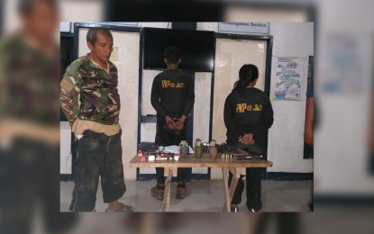 <p><strong>REBELS ARRESTED.</strong> New People’s Army  leader Abraham Villanueva (left), the front secretary of South West Front in Negros, and comrades were  brought to the Kabankalan City Police Station after their arrest on Monday night ( April 1, 2019). Residents of Barangay Tampalon reported the presence of armed men in their village to the police, which passed the information to the troopers of 15th Infantry Battalion. <em>(Photo courtesy of 15<sup>th</sup> Infantry Battalion, Philippine Army)</em></p>
<p> </p>