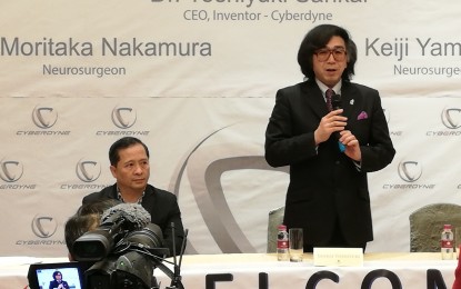 <p>Dr. Yoshiyuki Sankai, Cyberdyne chief executive officer and Hybrid Assistive Limb HAL inventor, says he wants to strengthen the relationship between the Philippines and Japan in field of medical techonology. <em>(PNA photo by Ma. Teresa Montemayor)</em></p>