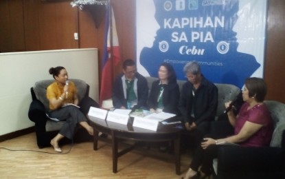 <p><strong>ADEQUATE POWER SUPPLY. </strong> National Grid Corporation of the Philippines (NGCP)-Visayas Public Affairs officer Ma. Rosette Martinez (center) assures consumers during the "Kapihan sa PIA" forum in Cebu City on April 10, 2019, of adequate power supply this summer. Also in photo are NGCP-Visayas Environment specialist Engr. Mariano Salas (2nd from left), Transmission Lines chief engineer Paterno Gerobiese (second from right), and co hosts Rachelle Nessia (left) of PIA and Annabelle Lagrosas (right) of Radyo Pilipinas. <em>(Photo by Luel Galarpe)</em></p>