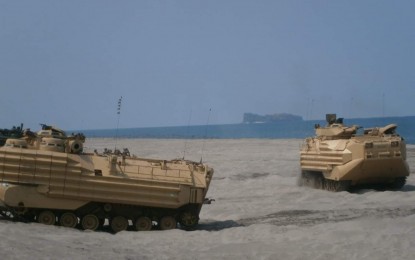 <p>Photo shows a landing exercise of amphibious assault vehicles (AAVs) during the 'Balikatan' exercises between Filipino and American troops in 2015. <em>(File photo)</em></p>