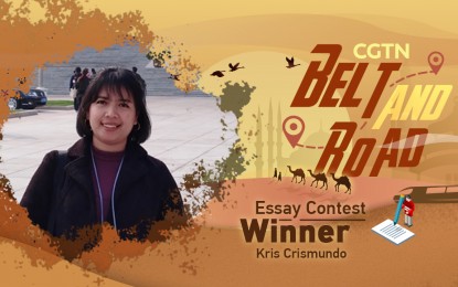 <p style="text-align: left;">PNA reporter Kris Crismundo won second place in the Belt and Road Essay Contest of state-owned China Global Television Network in Beijing. <em>(Photo courtesy of CGTN)</em></p>