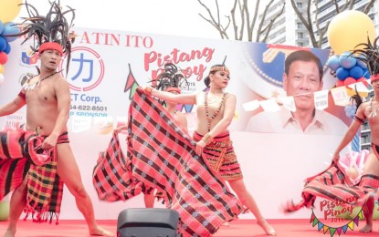 <p><strong>CELEBRATING PINOY CULTURAL IDENTITY.</strong> Performers present traditional dance to Japanese and Filipino visitors at the Aobi Park in Shizuoka Prefecture. (<em>Photo courtesy of Pistang Pinoy page)</em></p>