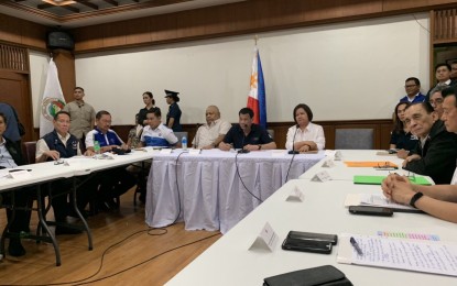 <p>President Rodrigo R. Duterte attends situation briefing in San Fernando, Pampanga on Tuesday (April 23, 2019), a day after a magnitude 6.1 earthquake struck parts of Luzon, killing at least 16 people. <em>(Photo courtesy of ex-SAP Bong Go)</em></p>