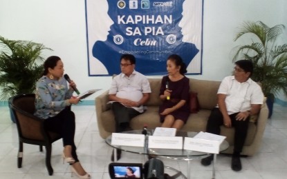 <p><strong>HEALTH CONFAB. </strong> Organizers of the forthcoming 2019 Central Visayas Health Research and Innovation Conference, headed by Department of Science and Technology-7 assistant regional director Jesus Zamora Jr. (right), talk about the May 9-10 event during a special Kapihan sa PIA forum in Cebu City on Thursday (April 25, 2019). The public is encouraged to attend the event, particularly researchers, research institutions, medical practitioners, health care professionals, chemists, pharmaceutical technologists, and students.<em> (Photo by Luel Galarpe)</em></p>