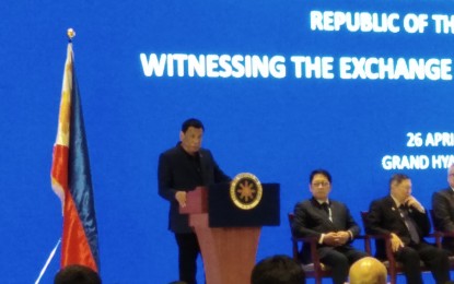 <p>President Rodrigo Duterte at the Belt and Road Forum for International Cooperation. </p>
