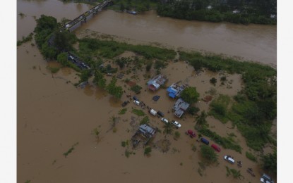 <p>Aerial photo shows Bengkulu hit by flood caused by heavy rain on the island of Sumatra, Indonesian, April 28, 2019. A total of 12 people were killed, eight others went missing and almost 15,000 people took shelters as floods and landslides hit the Indonesian capital of Jakarta and Bengkulu province in western parts of the country, disaster official said on Sunday. <em>(Xinhua/Kristian)</em></p>