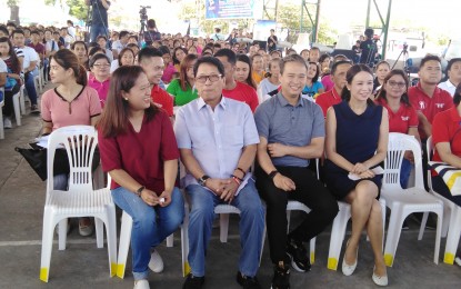 <p><strong>JOBS AND LIVELIHOOD PROGRAM.</strong> Photo (left to right) shows Bocaue Mayor Joni Tugna-Villanueva, Labor Secretary Silvestre Bello, Senator Joel Villanueva and Sen. Sonny Angara's wife, Tootsie, sharing a light moment during the launch of the 2nd 'Tulong Trabaho at Kabuhayan' project held at the new municipal covered court of Bocaue, Bulacan on Thursday (May 2, 2019).  The project aims to provide job and livelihood opportunities to the residents of Bocaue and other neighboring areas in Bulacan. <em> (Photo by Manny Balbin)</em></p>