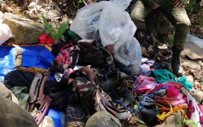 <p>Some of the items recovered by Army's 62nd IB troops after an encounter with New People's Army fighters that resulted in the capture of a 13-year-old fighter in Sitio Dawhan, Barangay Buenavista in Himamaylan City, Negros Occidental on May 4, 2019. <em>(Photo courtesy of 62<sup>nd</sup> IB)</em></p>