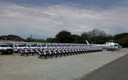 <p><span style="font-weight: 400;"><strong>NEW POLICE EQUIPMENT.</strong> The Philippine National Police (PNP) beefs up its capability with newly-acquired equipment worth </span><span style="font-weight: 400;">PHP1.8 billion. Photo shows the new helicopters, patrol jeeps, and motorcyles at the PNP Headquarters in Camp Bagong Diwa in Taguig City on Monday (May 6, 2019).<em> (PNA photo by Lloyd Caliwan)</em></span></p>