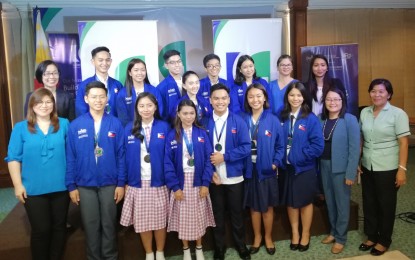 <p><strong>FUTURE SCIENTISTS. </strong>The Department of Education and the Gokongwei Brothers Foundation honor 12 high school students who will represent at the Intel International Science and Engineering Fair on May 12 to 17 in Phoenix, Arizona in the United States.<em> (PNA photo by Ma. Teresa Montemayor)</em></p>