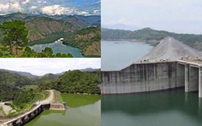 <p>Ambuklao Dam (upper left), Binga Dam (lower left) and San Roque Dam (right). <em>(Photos courtesy: Napocor and San Roque Dam website)</em></p>