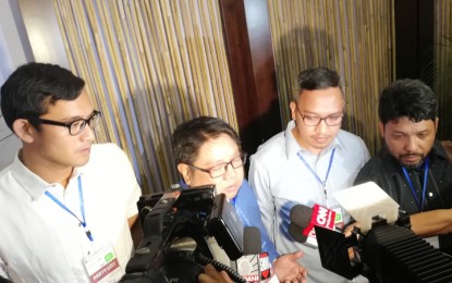 <p>(From L-R) Lawyers JC Tejano, legal counsel of Akbayan party-list, Bernard Gregorio of Murang Kuryente party-list, Aaron Pedrosa of PLM party-list, and Romel Bagares of APPEND party-list. <em>(Photo by Joyce Ann L. Rocamora)</em></p>