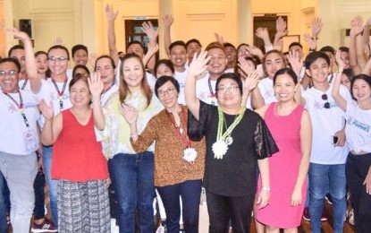 <p><strong>TOURISM CAMP.</strong> The participants of the Future Tourism Leaders Camp initiated by the Department of Tourism, with (from left, front row) Bacolod City tourism officer-in-charge Sandra Ruth Sycip and councilor Em Ang, Tourism Assistant Secretary Ma. Rica Bueno, DOT-6 Regional Director Helen Catalbas, and Negros Occidental Supervising Tourism Operations Officer Cristine Mansinares during the opening program at the Capitol Social Hall in Bacolod City on Sunday (May 19, 2019). The five-day training runs until May 23. <em>(Photo courtesy of Negros Occidental Tourism Division) </em></p>