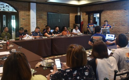 <p><strong>QUAKE BUDGET.</strong> Angelina Blanco, head of the Pampanga Provincial Disaster Risk Reduction and Management Office (PDRRMO) leads the PDRRMC quarterly meeting on Tuesday, together with other provincial officials. The PDRRMC approves the allotment of PHP54.9 million for earthquake victims in Pampanga.  <strong><em>(Photo courtesy of the Provincial Government of Pampanga)</em></strong></p>
