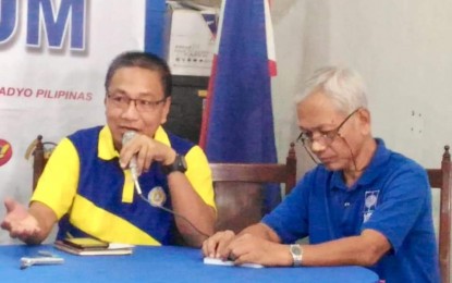 <p><strong>HAPPY SCHOOL MOVEMENT.</strong> Dr. Edil Abalos (left) during the Kapisanan Ng mga Brodkasters sa Pilipinas Pangasinan chapter forum with Radyo Pilipinas Dagupan manager Bernie Errasquin (right). DepEd 1 is advocating scouting and sports in education through the “Happy School Movement”. <em>(Photo courtesy of Philippine Information Agency Pangasinan)</em></p>