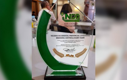 <p><strong>AWARDED.</strong>  The Negros Occidental Provincial Livestock Breeding Center and Dairy Farm was among the 10 recipients of the Gawad Dairy 2019 during the awarding rites held at the Agricultural Training Institute Rural Development Center in Quezon City on Thursday May 30, 2019). The province was  lone awardee from the Visayas and the only government-owned and operated farm to be cited nationwide. <em>(Contributed Photo)</em></p>
<p><em> </em></p>