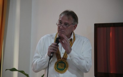 <p><strong>FINANCIAL ASSISTANCE.</strong> John C. Law, Deputy Chief of Mission of the US Embassy in the Philippines, talks in a forum at Mariano Marcos State University on Thursday (May 30, 2019) about the financial assistance that the US government is annually pouring into the country. Law said there are also investments coming from the US private sector. <em>(Photo by Perry B. Dafun Jr., MMSU StratCom)</em></p>
