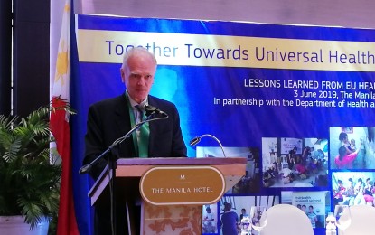 <p>European Union Ambassador Dr. Franz Jessen says the universal health care law is a legacy law which provides Filipinos equal access to quality health care.<em> (Photo by Ma. Teresa Montemayor)</em></p>