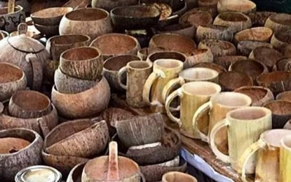 <p><strong>NO TO PLASTIC.</strong> The bamboo mugs and coconut shell bowls used by the school canteen of Bulata National High School in Cauayan, Negros Occidental to promote a plastic-free culture among the students and teachers. The canteen also features walls painted with colorful marine life with the theme “More Fish, Not Plastic”. <em>(Photo from Sea Waste Education to Eradicate Plastic Facebook page)</em></p>
<p><em> </em></p>