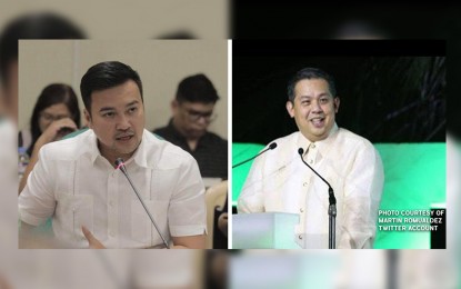 <p>Marinduque Rep. Lord Allan Velasco of the administration PDP-Laban (left) and Leyte Rep. Martin Romualdez of Lakas (right).</p>