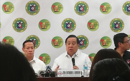 <p>Philippine Red Cross chairperson and Senator Richard Gordon (center) during a press conference Tuesday (June 11, 2019). <em>(Photo by Ma. Teresa Montemayor)</em></p>