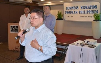 <p><strong>MIGRATION SEMINAR.</strong> Philippine Consul General to Northern Territory Januario John Rivas talks about opportunities for migration to Australia during the Business Migration Program Presentation held at L’Fisher Hotel in Bacolod City on Monday (June 10, 2019). He is joined by Richard Foo, manager of Business Migration Department of the Northern Territory, and Sean Mahoney, chief executive officer and director of the International College of Advance Education-Darwin. <em>(Photo courtesy of Richard Malihan/NegOcc Capitol PIO)</em></p>
<p><em> </em></p>
