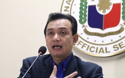 <p><strong>ARREST WARRANT.</strong> The Quezon City Metropolitan Trial Court orders the arrest of former senator Antonio Trillanes IV and his co-accused in the conspiracy to commit sedition charges filed by state prosecutors. Trillanes and whistleblower Peter Joemel Advincula, alias Bikoy, are set to post bail for the charges next week. <em>(File photo)</em></p>