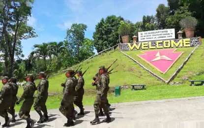 <p><strong>PRO-ROTC.</strong> Men and women of the 3rd Infantry (Spearhead) Division in formation at Camp Peralta, Jamindan, Capiz on Monday (June 17, 2019). Capt. Cenon Pancito, chief of the 3ID Public Affairs Office (DPAO), has assured  the mandatory Reserve Officers' Training Corps (ROTC) for senior high school students will be to the  advantage of the government.<em> (PNA Photo by Gail Momblan)</em></p>