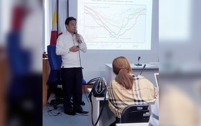 <p><strong>NEARING CRITICAL LEVEL.</strong> National Water Resources Board (NWRB) Director Sevillo David Jr. warns that Angat Dam's water may reach critical level by end of this week, during a press briefing at the NWRB office in Quezon City on Monday (June 17, 2019). Considering the current rate of decline in water elevation of Angat Dam, David said this is considered "critical" for domestic water supply, which could affect residents of Metro Manila, Bulacan, Rizal, and parts of Cavite. <em>(PNA photo by Lilybeth G. Ison)</em></p>