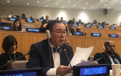 <p>Foreign Affairs Secretary Teodoro Locsin, Jr. speaking at the commemoration of the 25th Anniversary of the entry into force of the United Nations Convention on the Law of the Sea at the United Nations Headquarters in New York.  <em>(Photo courtesy of Philippine Permanent Mission to the United Nations in New York)</em></p>