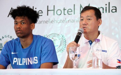 <p><strong>TOUGH CAMPAIGN.</strong><br />AJ Edu (left) and Gilas Pilipinas U19 team manager Andrew Teh discuss the team’s preparations for the 2019 FIBA U-19 World Cup in Heraklion, Greece during the Philippine Sportswriters Association (PSA) Forum at Amelie Hotel in Malate, Manila on Tuesday (June 18, 2019). Teh said the young Gilas Pilipinas team will face tough squads from Qatar, Argentina and Russia right in the first round of the tournament slated from June 29 to July 7. <em>(PNA photo by Jess M. Escaros Jr.)</em></p>