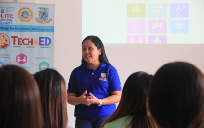 <p><strong>IT FOR DEVELOPMENT</strong>. Ma. Cristina Orbecido, NOLITC school vocational administrator, gives a talk to participants of the Technology for Education, Employment, Entrepreneurial, and Economic Development (Tech4ED) training in Himamaylan City recently. The Negros Occidental Language and Information Technology Center has initiated the mobile Tech4ED registration to bridge the digital gap in rural areas in Negros. <em>(Photo courtesy of Negros Occidental Language and Information Technology Center)</em></p>
<p> </p>