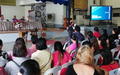 <p><strong>FOI CARAVAN. </strong>Lawyer Kristian R. Ablan, Presidential Communications and Operations Office  Assistant Secretary and Freedom of Information (FOI) Program Director talks about the FOI during the multi-sectoral roadshow and caravan held in Iloilo Science and Technology University on Monday (June 24, 2019). He urged Ilonggos to ask information from the government as he cited that majority of the requests came from Luzon. <em>(PNA photo by Perla G. Lena)</em></p>