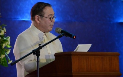 <p><strong>DFA ANNIVERSARY. </strong>Foreign Affairs Secretary Teodoro Locsin Jr. delivers his remarks during the celebrations for the 121st Founding Anniversary of the Department of Foreign Affairs held at the Bulwagang Apolinario Mabini on June 26, 2019. <em>(Photo courtesy of DFA-OSCR/Clark Galang)</em></p>
