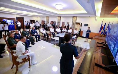<p><strong>AIR FORCE MODERNIZATION.</strong> President Rodrigo R. Duterte witnesses the live demonstration of the Integrated Air Operation Simulated Exercise (IAOSimEx) Capabilities of the Philippine Air Force (PAF) during the 72nd PAF Anniversary at the Col. Jesus Villamor Air Base in Pasay City on July 2, 2019. He  expressed hope that the modernization program of the Philippine Air Force (PAF) would be completed before he steps down in 2022. <em>(Richard Madelo/Presidential Photo) </em></p>