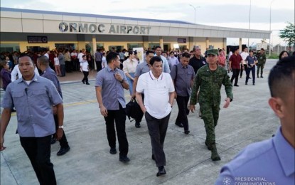 <p><strong>AIRPORT LAUNCH.</strong> President Rodrigo R. Duterte arrives at the Ormoc City Airport in Leyte to lead the inauguration of the Ormoc City Airport Development Project on Friday (July 5, 2019). The airport was damaged by Super Typhoon Yolanda in 2013 and a strong earthquake in 2017. <em>(Presidential photo by King Rodriguez)</em></p>