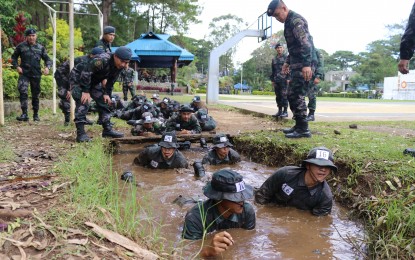 <p><strong>COUNTER INSURGENCY TRAINING.</strong> About 80 policemen assigned with the Regional Mobile Force Battalion (RMFB) and Maneuver Force Companies of the Cordillera police have started their 60-day Internal Security Operations  training on Tuesday. The police units handle the internal security threats in the whole region like the Communist New Peoples Army Terrorists<em>. (Photo courtesy of PROCOR PIO)</em></p>