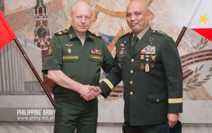 <p class="m_8730576427529459452ydp3192b1ceyiv5741498540MsoNormal"><span lang="EN-US"> Russian Ground Forces Army Gen. Oleg Salyukov (left) and Philippine Army commander, Lt. Gen. Macairog Alberto (right). <em>(Photo courtesy: Office of the Army Chief Public Affairs)</em></span></p>