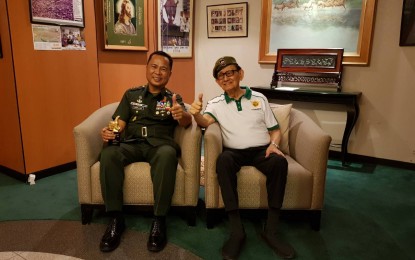 <p>Former President Fidel V. Ramos (right) and Lt. Gen. Cirilito E. Sobejana </p>