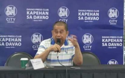 <p><strong>LACK OF PROCESSING FACILITY.</strong> Candelario Miculob, chairman of the Durian Industry Council, during a media briefing Tuesday (July 9, 2019) underscores the importance of a fruit processing facility in Davao City. <em>(Photo by Digna Banzon)</em></p>
