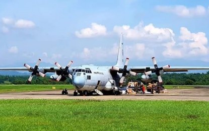 <p><strong>SUPPORT FOR DENGUE.</strong> A C-130 plane transports to Iloilo donations from the Philippine Red Cross to support the needs of increasing dengue cases in Western Visayas on Sunday (July 21, 2019). Data from the Department of Health Center for Health Development-Western Visayas showed that from January 1 to July 13 this year, the region has 18, 834 cases with 94 deaths, the highest among 17 regions in the country. <em>(Photo courtesy of Gilbert Valderrama/PRC Iloilo)</em></p>